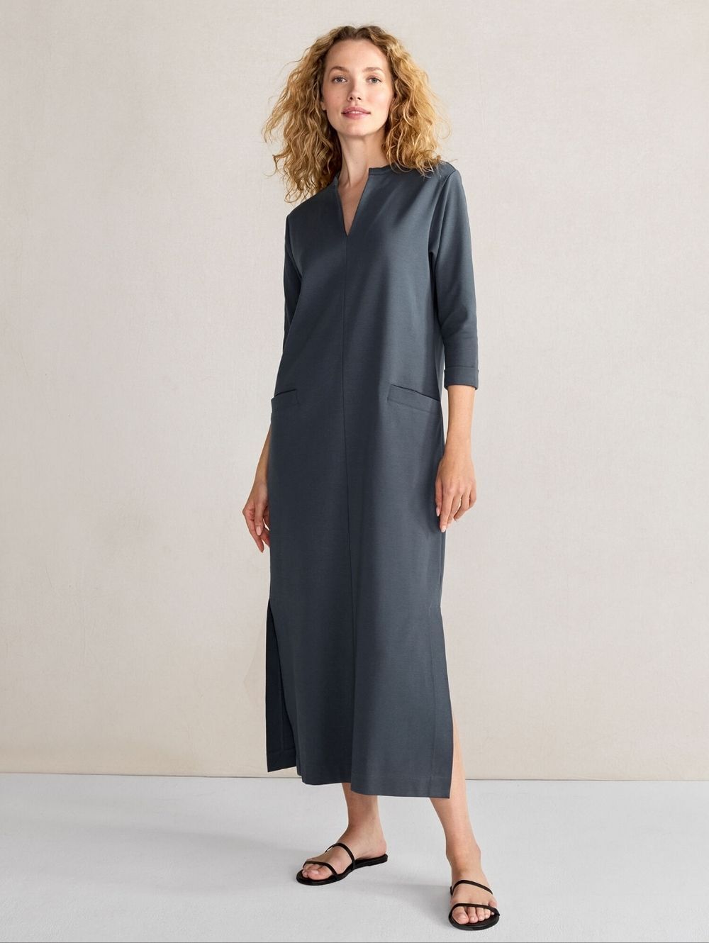 Haven Well Within Polished Lounge Maxi Dress Charcoal Gray Minimalist Luxury
